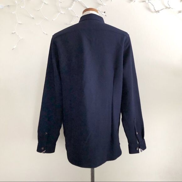 Ted Baker London Navy Blue textured button shirt - Picture 6 of 8